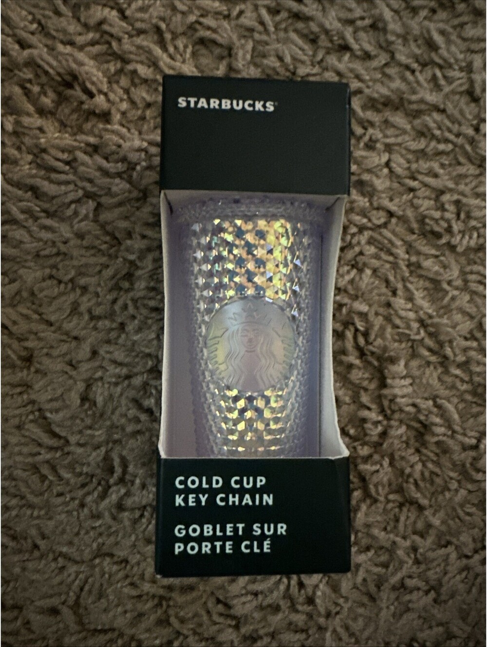Starbucks 2023 Studded Iridescent Keychain Mini Bling Cold Cup New
